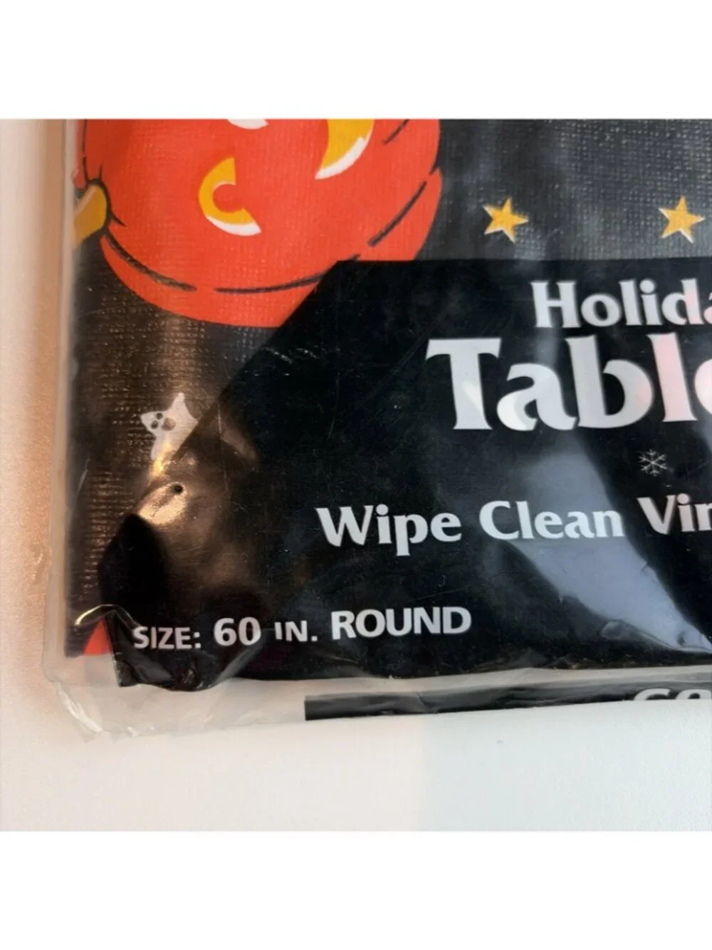 Halloween Flannel Backed Vinyl Tablecloth Pumpkins Jack O Lanterns 60